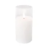 LED candle in glass vase, 6 x 3″