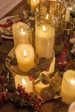 LED candle in glass vase, 6 x 3″