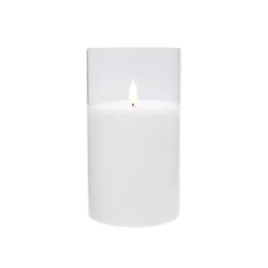 LED candle in glass vase, 5 x 3″