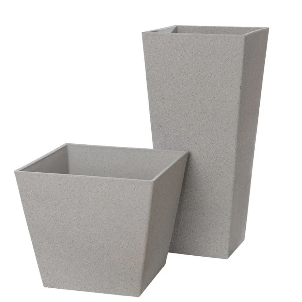 Light grey recycled polypropylene outdoor pot