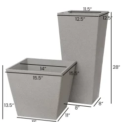 Light grey recycled polypropylene outdoor pot