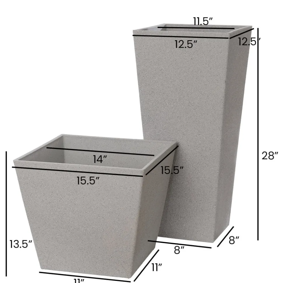 Light grey recycled polypropylene outdoor pot