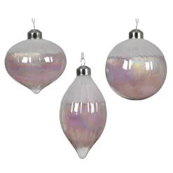 Light pink Christmas bauble with iridescent finish, 3"
