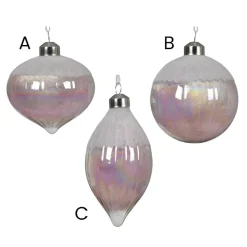 Light pink Christmas bauble with iridescent finish, 3"