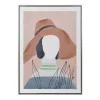 Line art woman with hat minimalist canvas, 27,5 x 20″