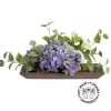 Lisianthus and purple hydrangea centerpiece