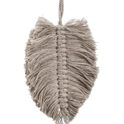 Macrame leaf Christmas ornament, 6″