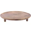 Mango wood round plate on a stand, 14,5"