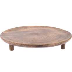 Mango wood round plate on a stand, 14,5"