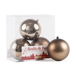 Matte and pearled bronze Christmas ball ornaments, 4"