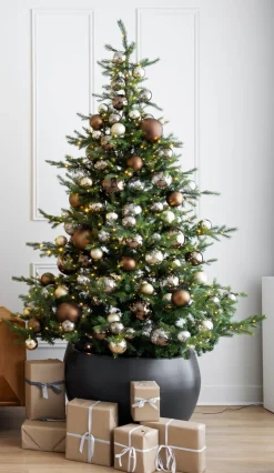 Matte and pearled bronze Christmas ball ornaments, 6"