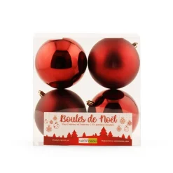 Matte and shiny burgundy Christmas ornaments, 4″