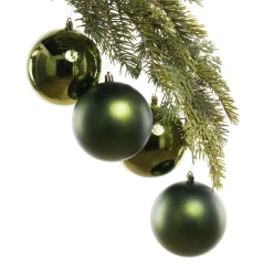 Matte and shiny green Christmas ornaments, 4″