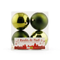 Matte and shiny green Christmas ornaments, 4″