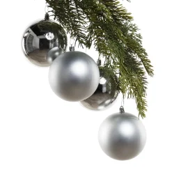 Matte and shiny silver Christmas ornaments, 4″
