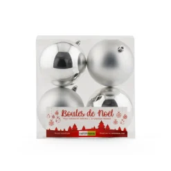 Matte and shiny silver Christmas ornaments, 4″