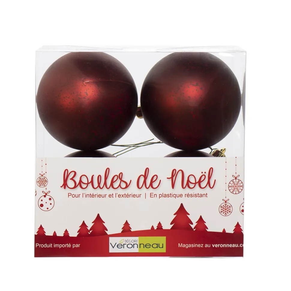 Matte burgundy mercury ornaments, 4″