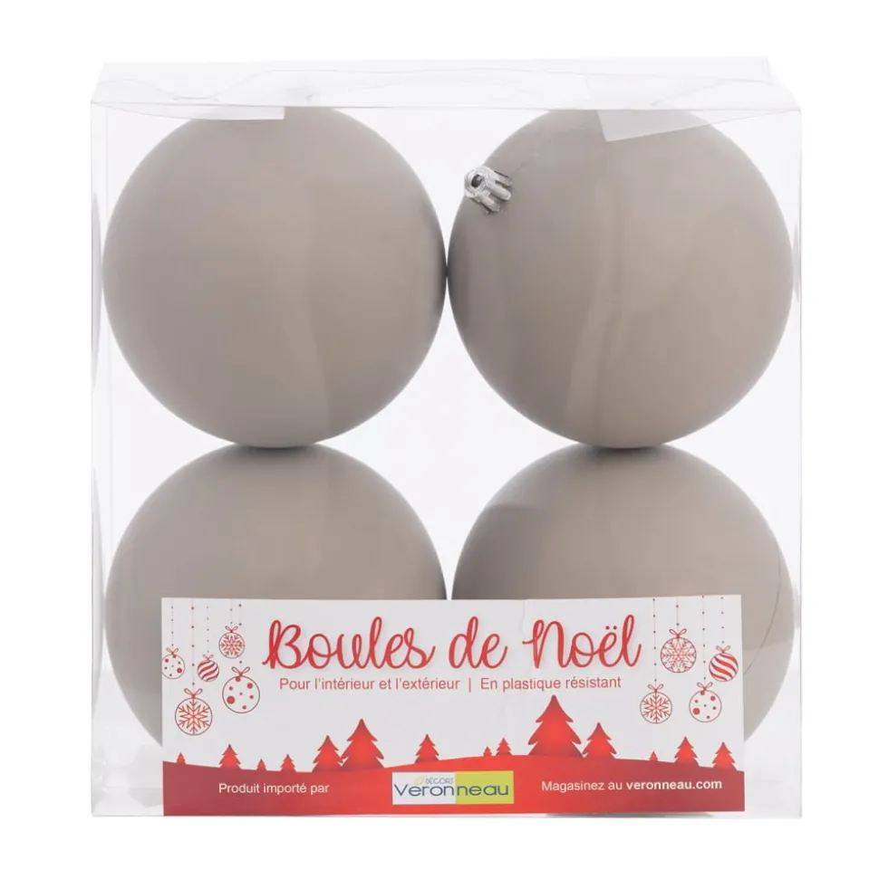 Matte grey Christmas ball ornaments, 4"