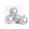 Matte silver plastic Christmas ornaments, 4"