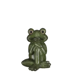 Meditative garden green frog, 6,5 x 5"
