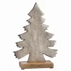 Metal Christmas tree on wooden base, 11"