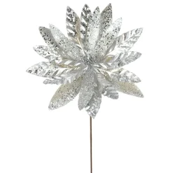 Metallic silver poinsettia, 22"