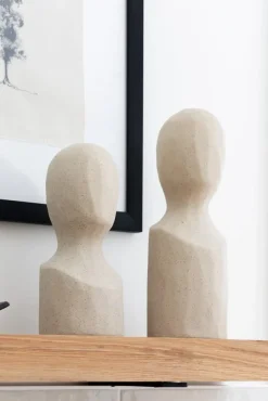 Minimalist beige head statuette, 10"