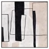 Minimalist black and beige wall art, 32 x 32″