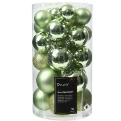 Mixed light green mini Christmas balls, 1,5-2,5"
