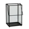 Modern black metal lantern, 10 x 6,5"