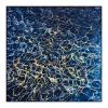 Modern blue and gold wall art, 40 x 40″