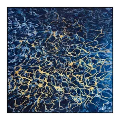 Modern blue and gold wall art, 40 x 40″