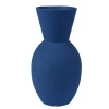 Navy blue reactive glazed vase, 12 x 6"