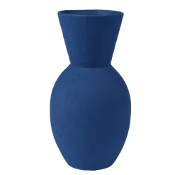 Navy blue reactive glazed vase, 12 x 6"
