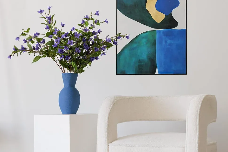 Navy blue reactive glazed vase, 12 x 6"