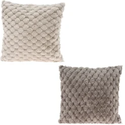 Neutral quilted polyester cushion, 17,5 x 17,5"