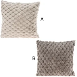 Neutral quilted polyester cushion, 17,5 x 17,5"