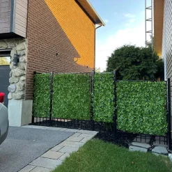 New privacy trellis (brown structure), 39 x 78″