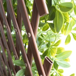 New privacy trellis (brown structure), 39 x 78″