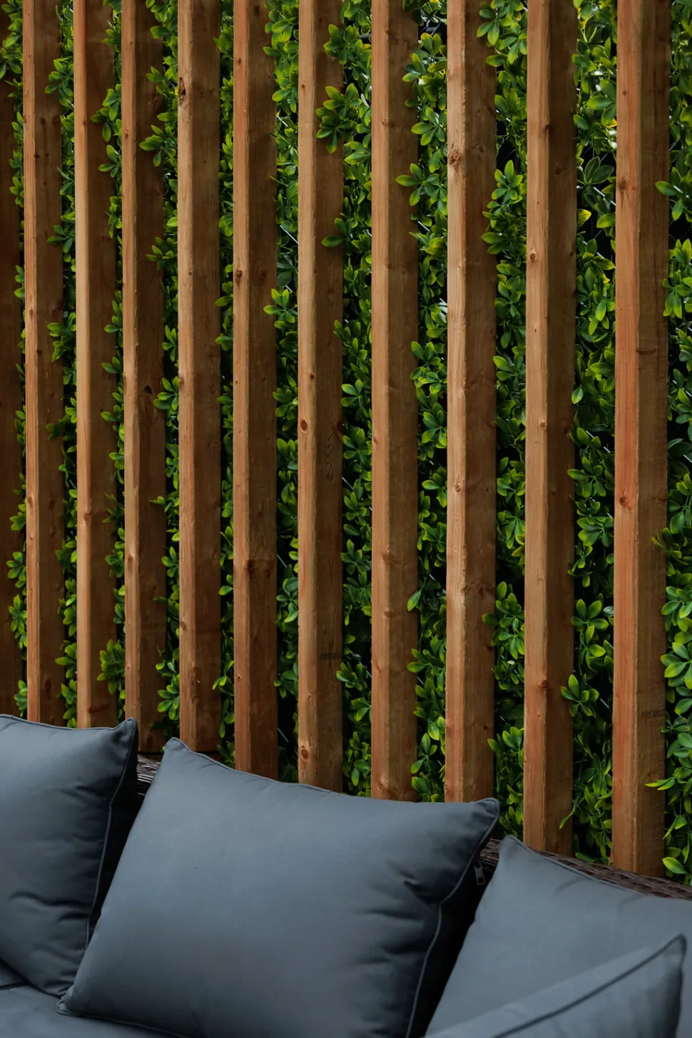 New privacy trellis (green structure), 39 x 78″