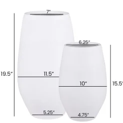 Oblong matte white decorative vase