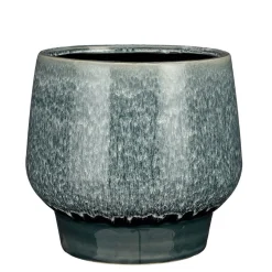 Ocean blue stoneware plant pot, 8 x 8,5"