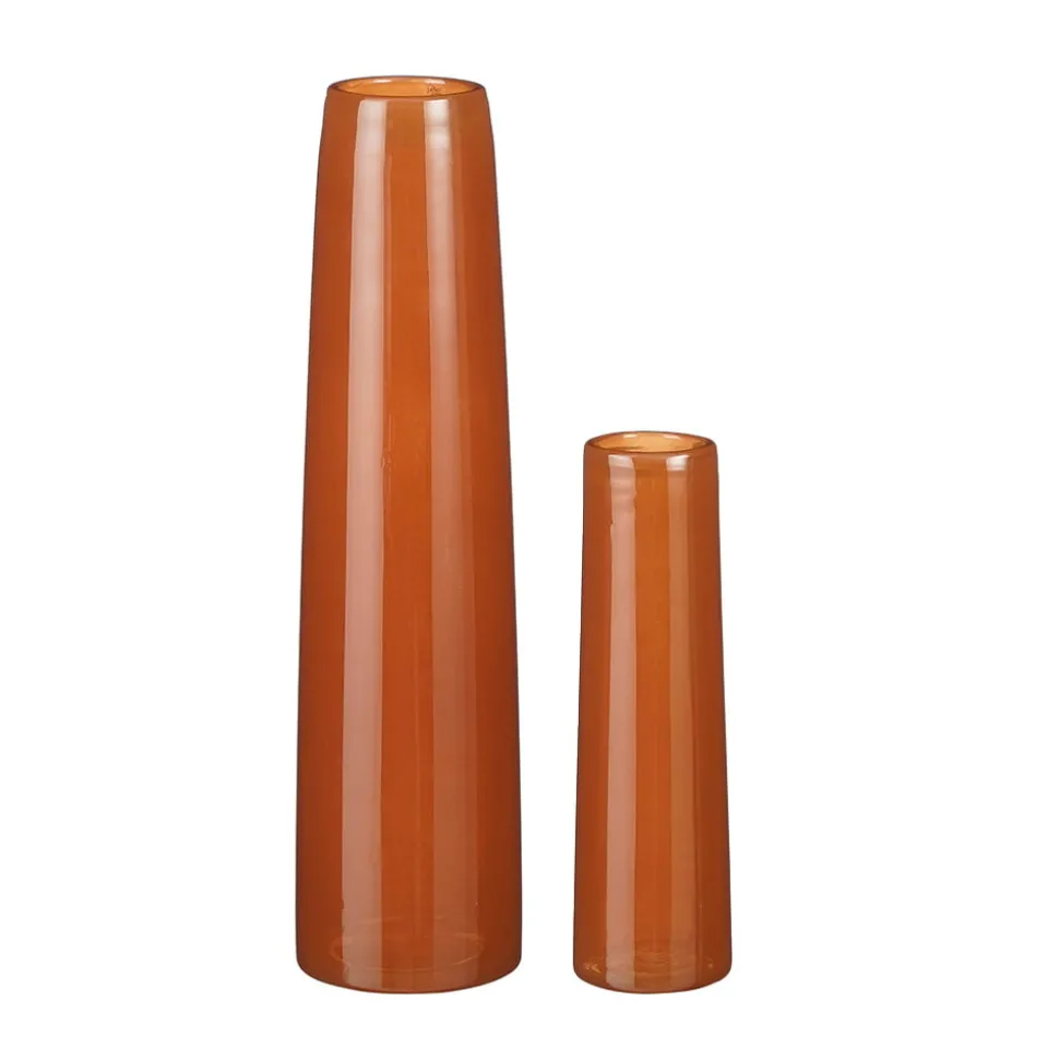 Orange brown single glass flower vase