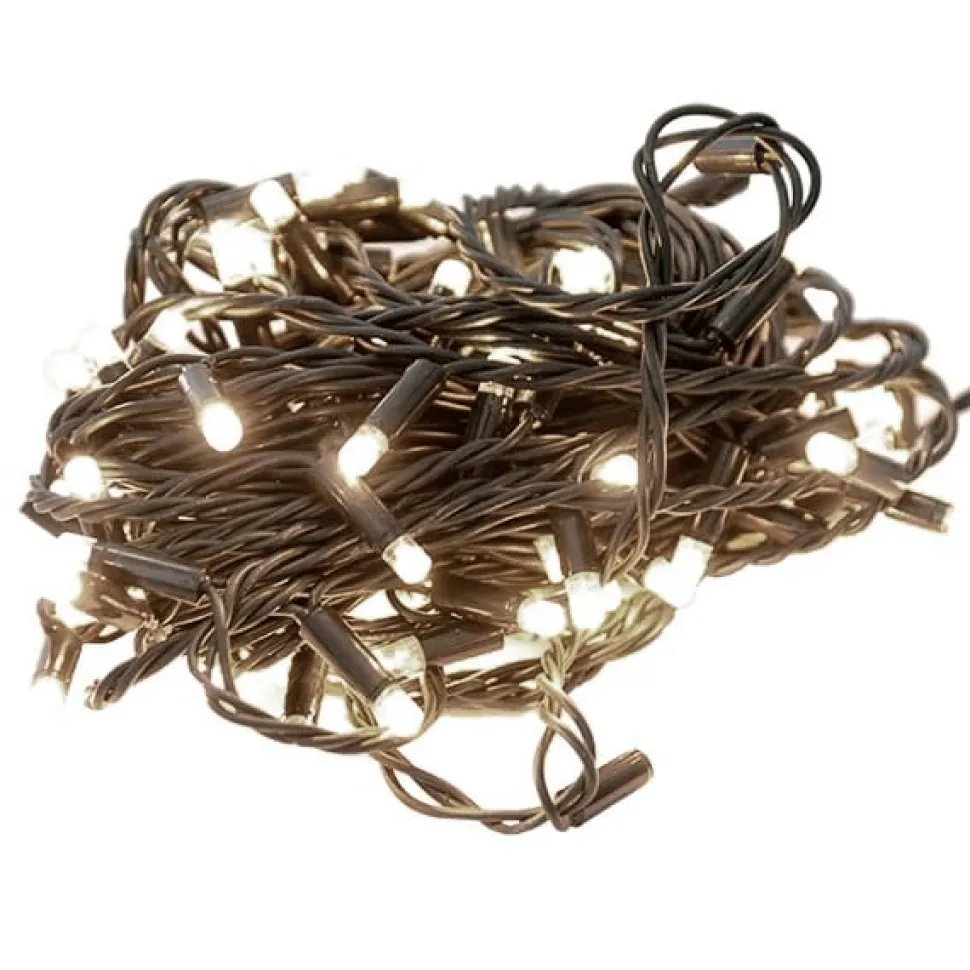 Outdoor 100 LEDs on green wire, white, 52,5′