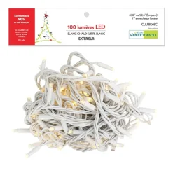 Outdoor 100 LEDs on white wire, warm white, 52,5′