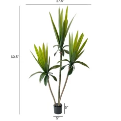 Outdoor artificial 3 trunks agave plant, 60″