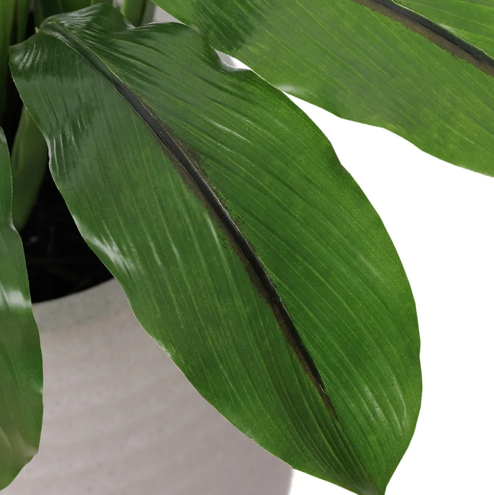 Outdoor artificial curcuma in a grey terrazzo beige pot, 30 x 16"