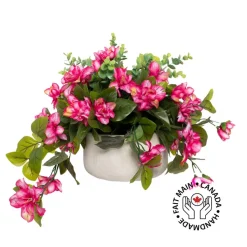 Outdoor artificial light pink azalea flower centerpiece, 12 x 12"