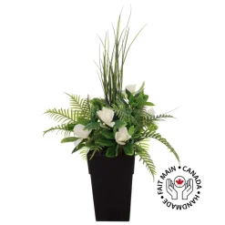Outdoor artificial magnolia and fern planter, 56"