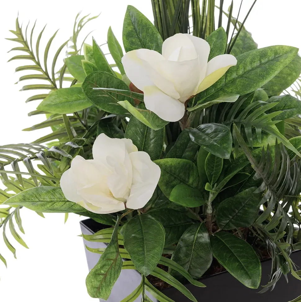 Outdoor artificial magnolia and fern planter, 56"
